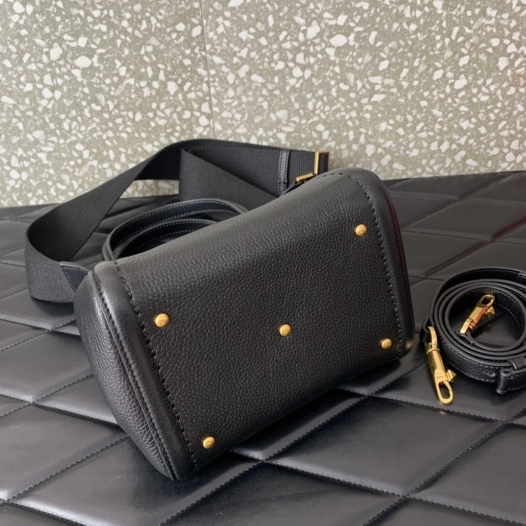 Valentino Garavani Alltime Small Handbag in Black Grainy Calfskin